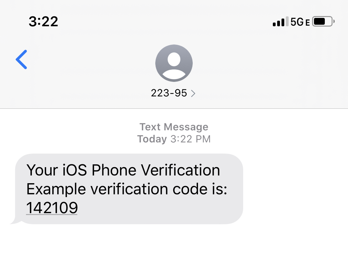 iOS verification message
