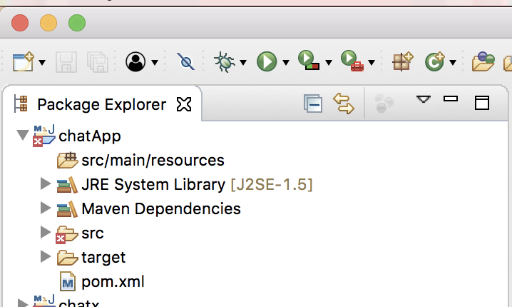 Eclipse package explorer for new chatApp