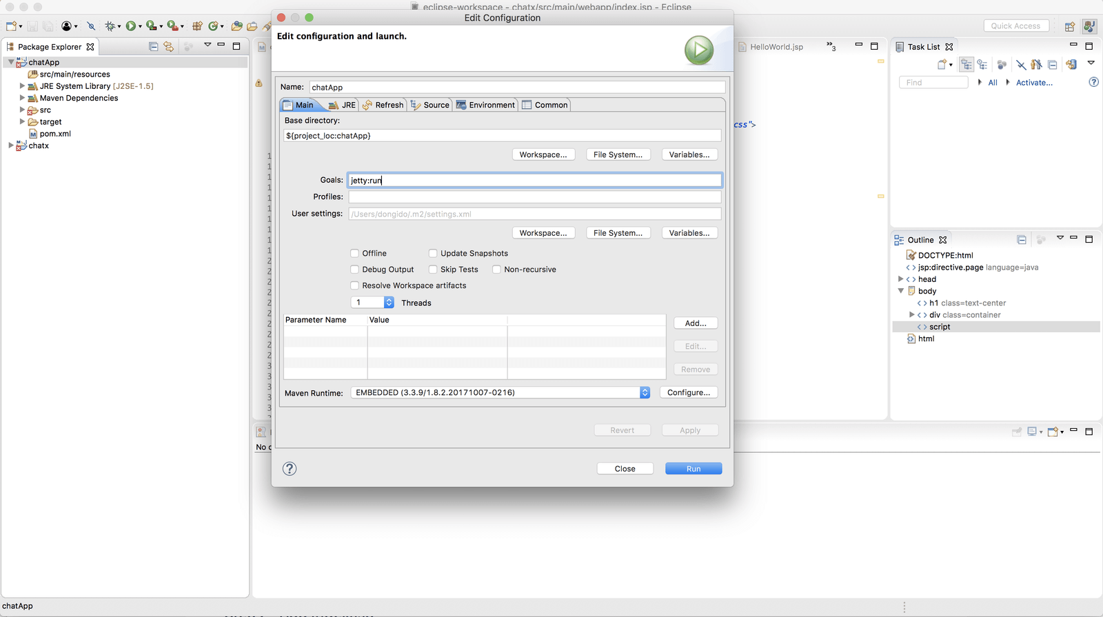 Configuring the Java app in Eclipse