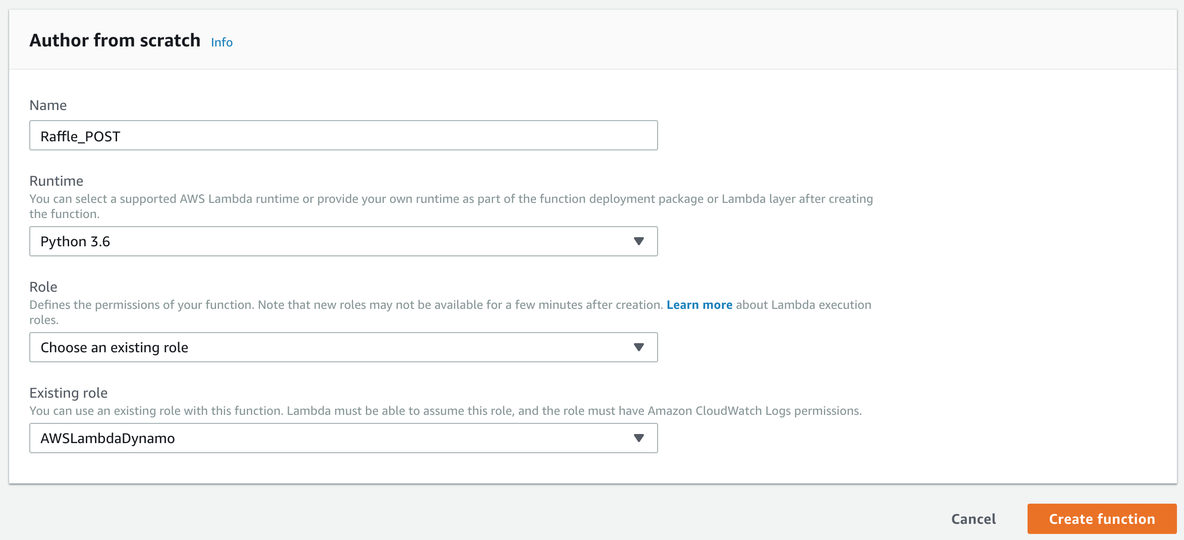 Create a Python 3.6 Lambda