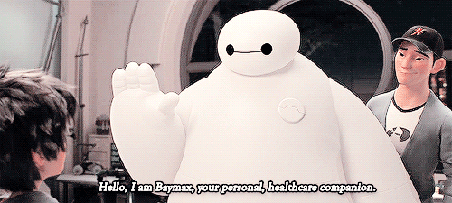 Baymax GIF saying an impersonal greeting