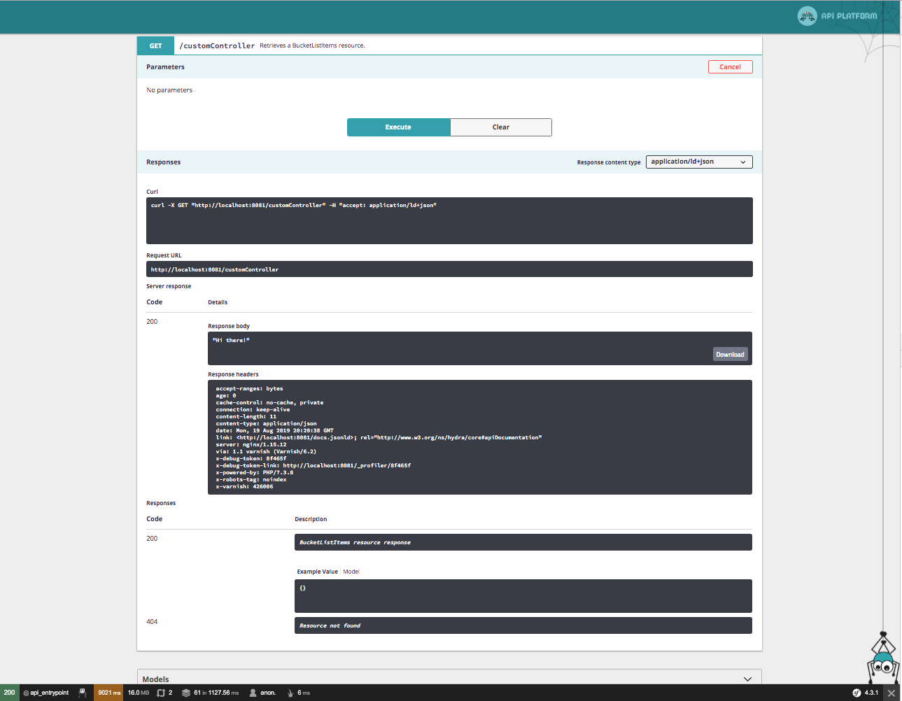 Api platform dashboard