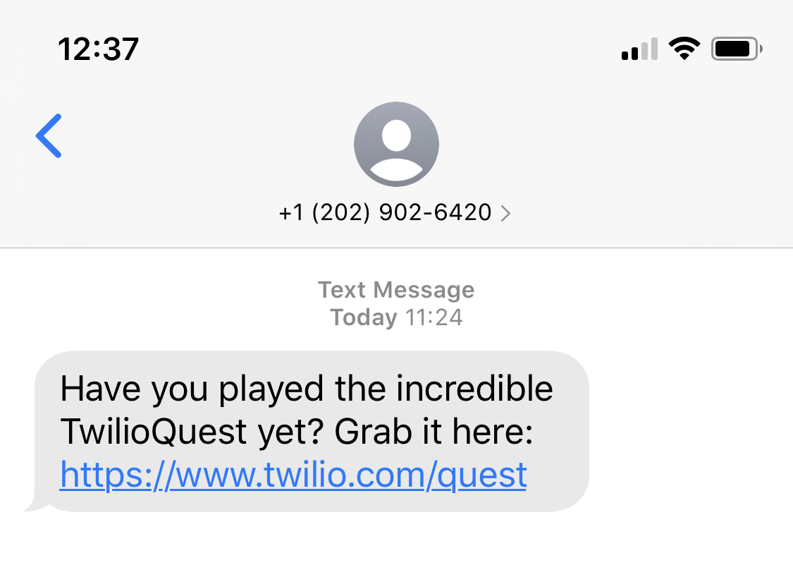 Text message received