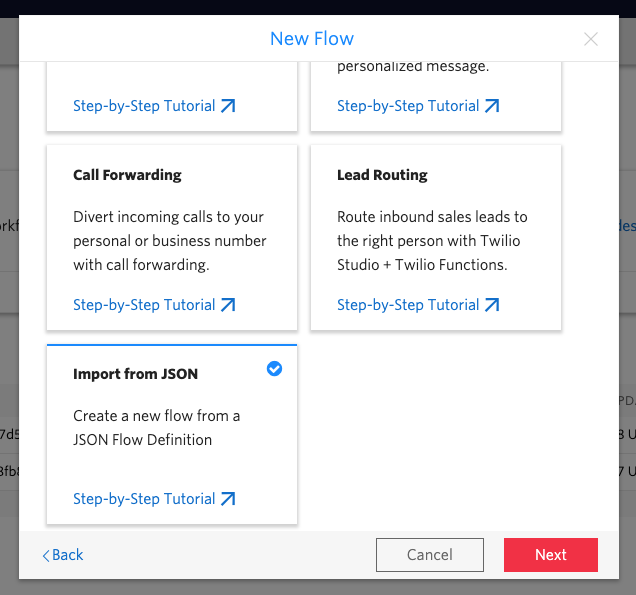 New Studio Flow template selection menu