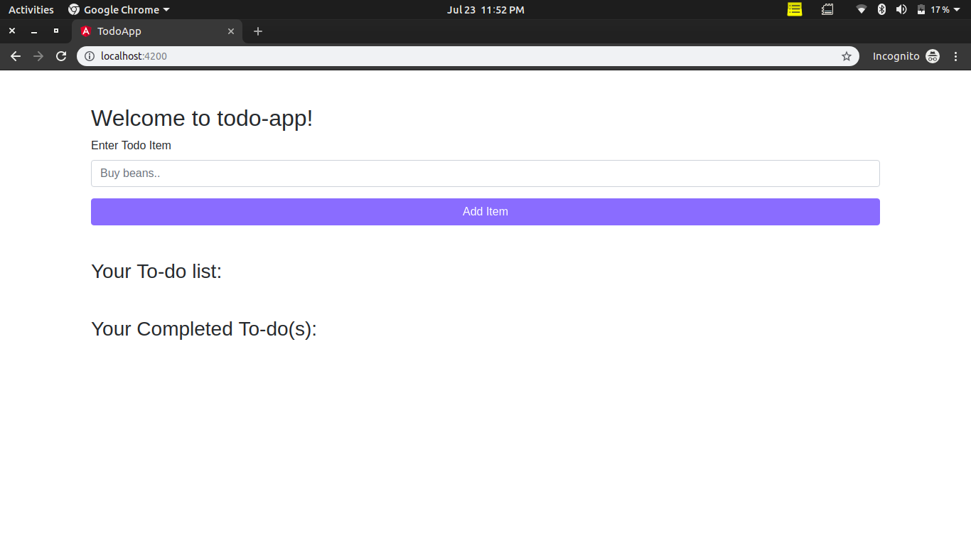View of todo application