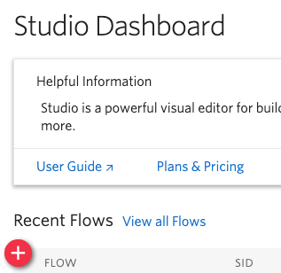 Create new flow in the Studio dashboard