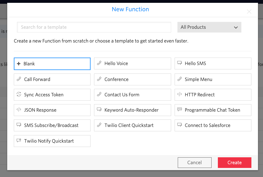 New function templates menu