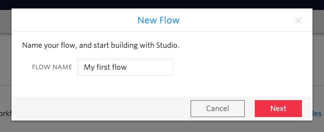 Adding a new name for the flow in the Studio dashboard
