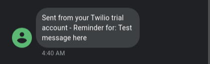 Twilio SMS on phone