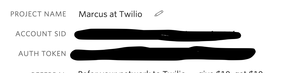 Twilio account credentials