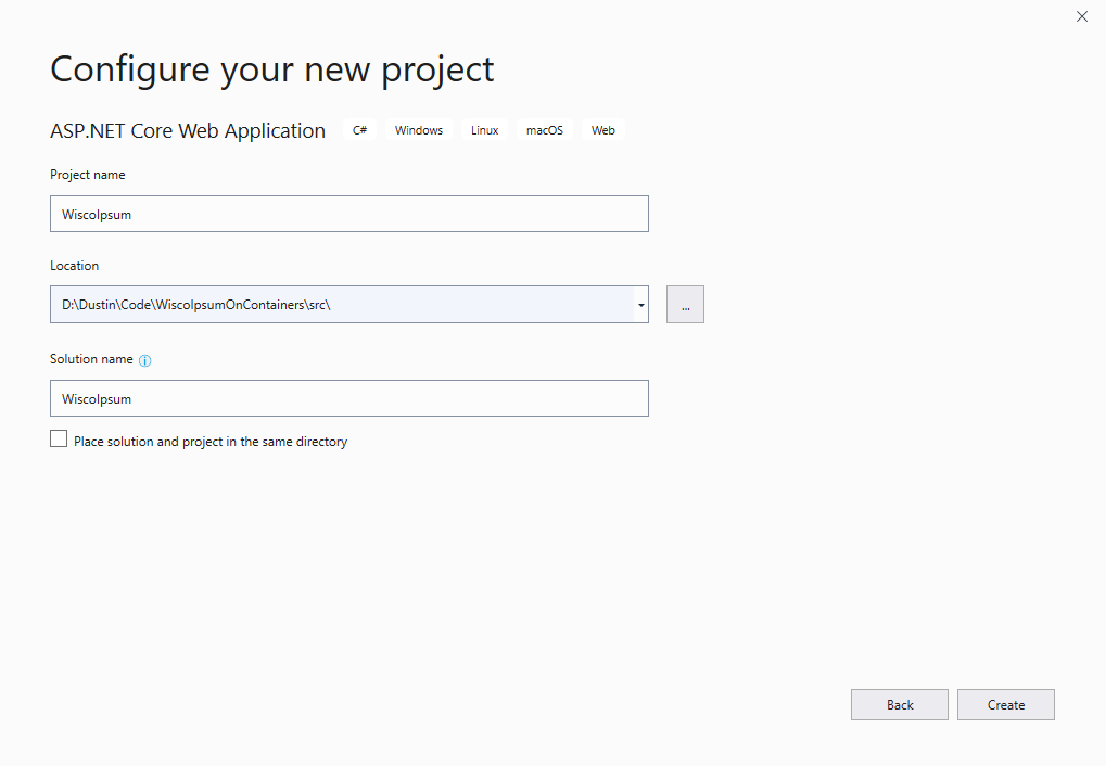 Configure your new ASP.NET project