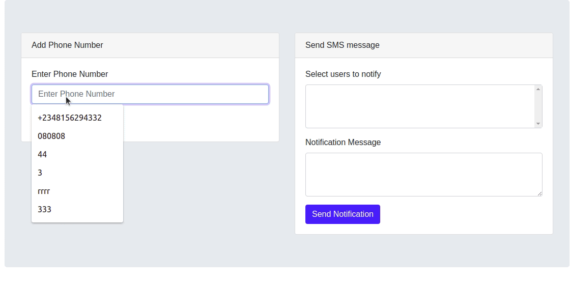 Como criar um portal de SMS com Laravel e Twilio: demo em funcionamento
