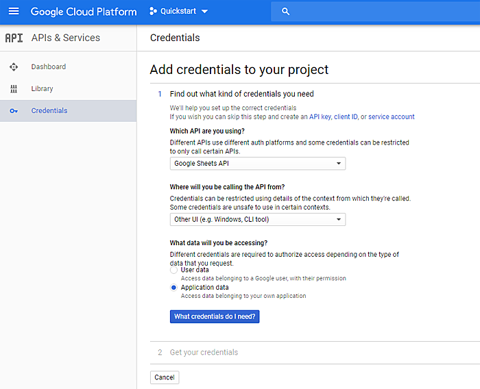 Credenciais do Google Cloud Platform