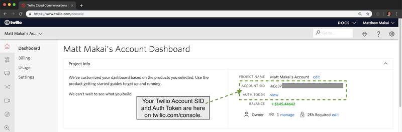 Consola de Twilio