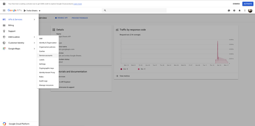 Tela de configuração de acesso do Google Cloud