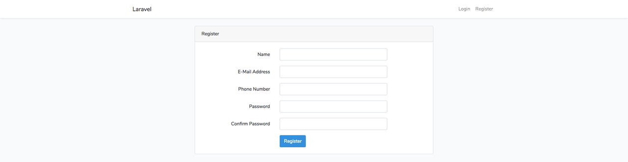 Laravel registration form