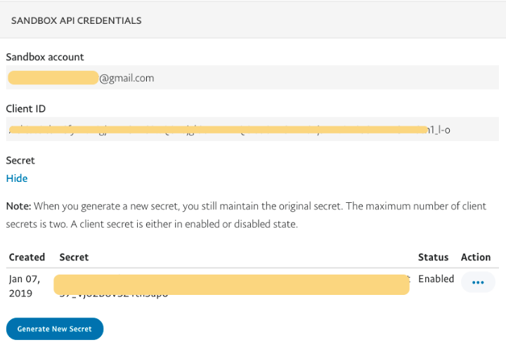 screenshot of PayPal app dashboard