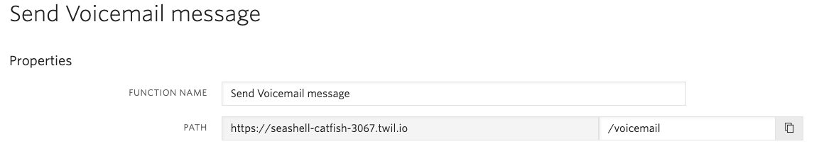 screenshot create new twilio function