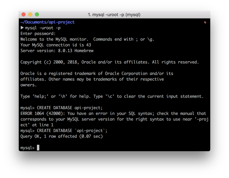 MySQL root no terminal