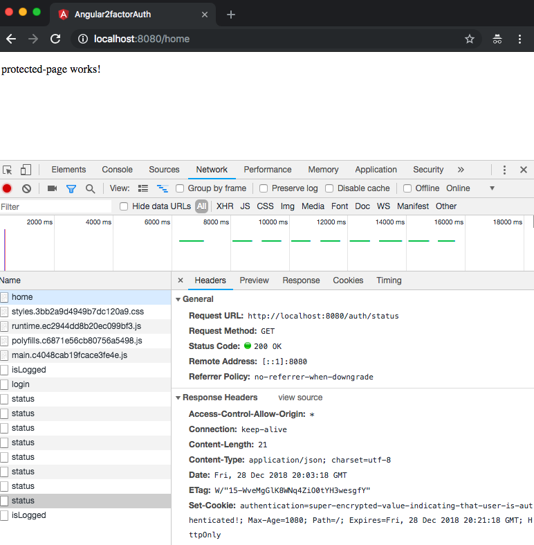 Página protegida do Angular assim que a solicitação de autenticação de dois fatores do Authy é aceita