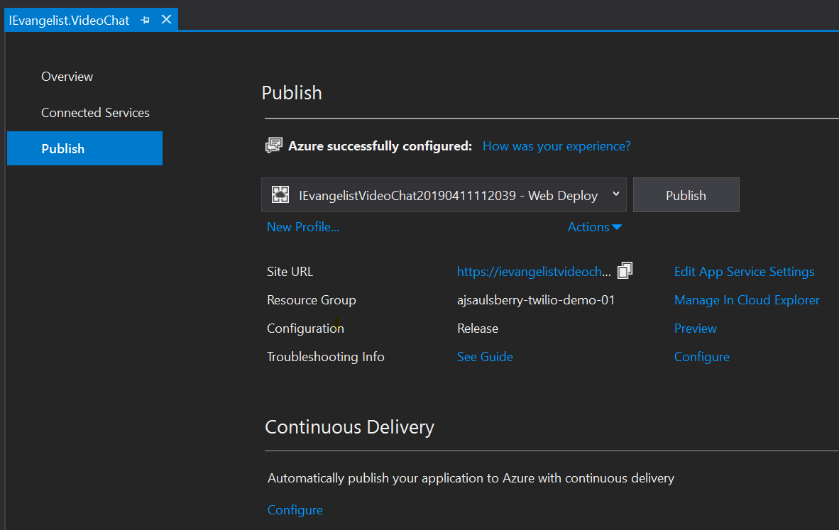 Azure configuration