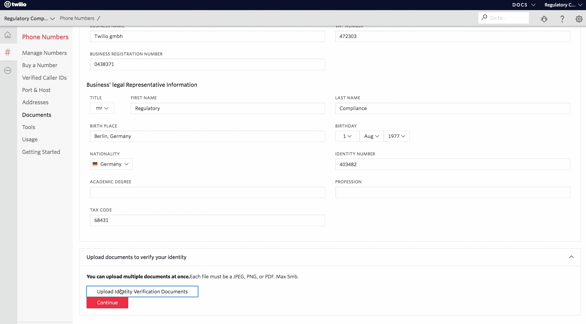 Uploading documents with the file selector Uploading documents with the file selector
