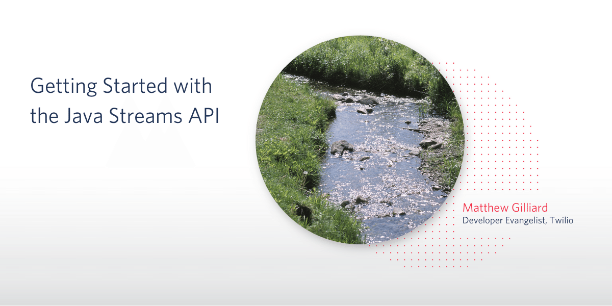 Blog Header: Getting Started with the Java Streams API by Matthew Gilliard, Developer Evangelist