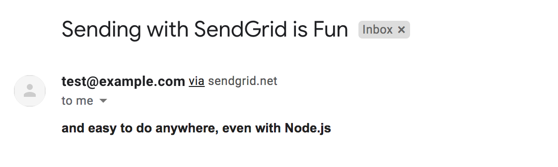 The email sent with SendGrid