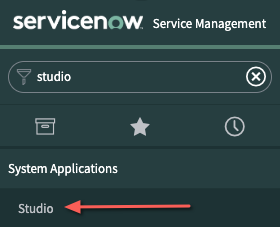 Pantalla ServiceNow con opciones de aplicación del sistema