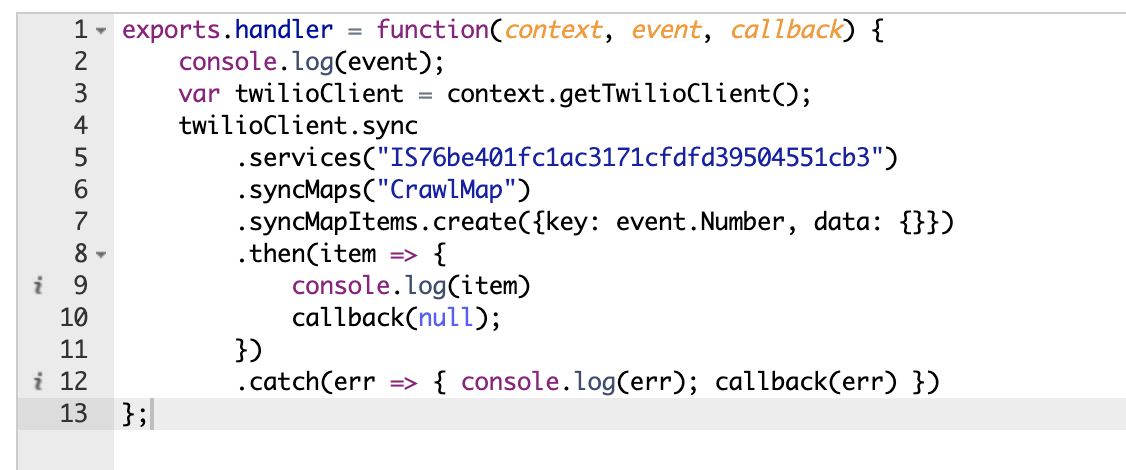 SyncMap in a Twilio Function
