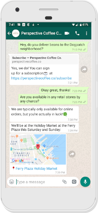 Location support in Twilio API for WhatsApp