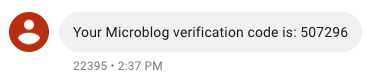 Verification SMS screenshot