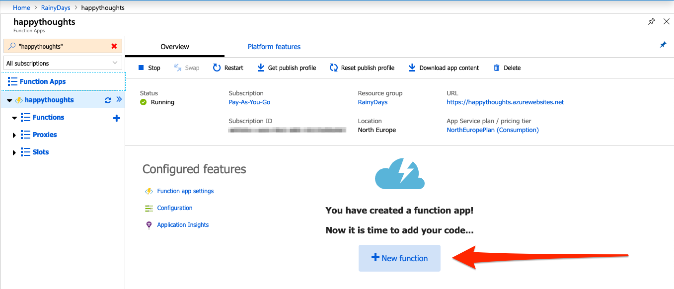 azure portal create a function image