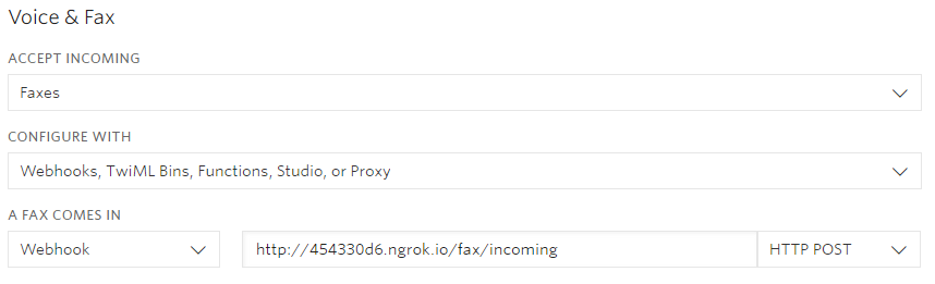 Fax number configuration screenshot