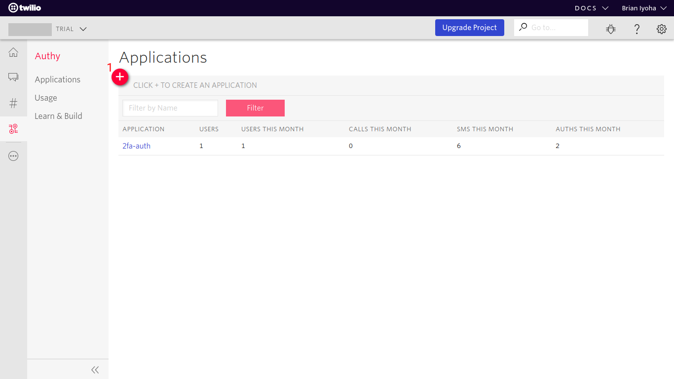 Twilio Authy Dashboard