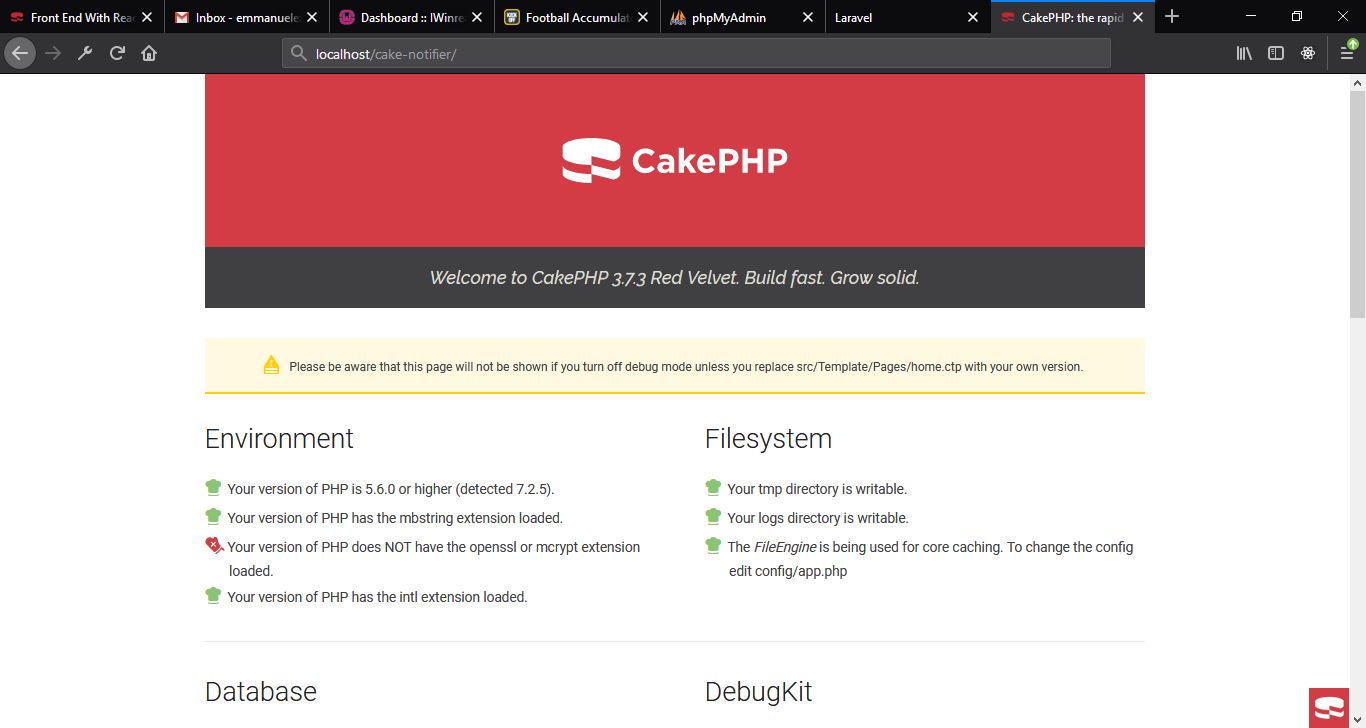 CakePHP Screenshot