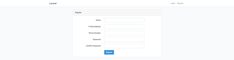 Laravel registration form