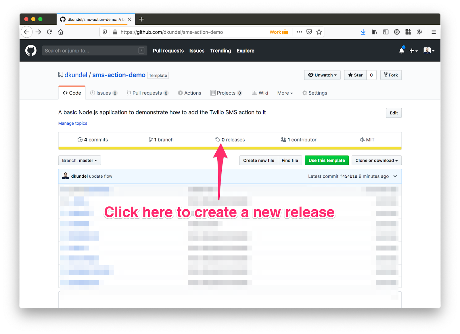 screenshot of GitHub UI highlighting the releases tab