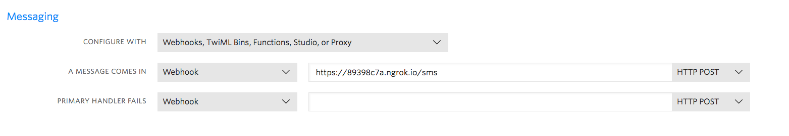 ngrok URL in Twilio webhook