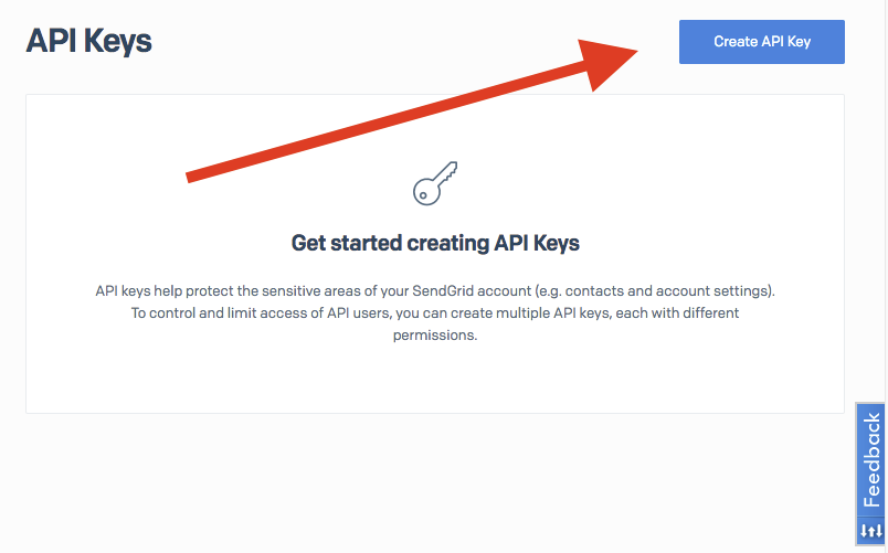 Create a SendGrid API Key button