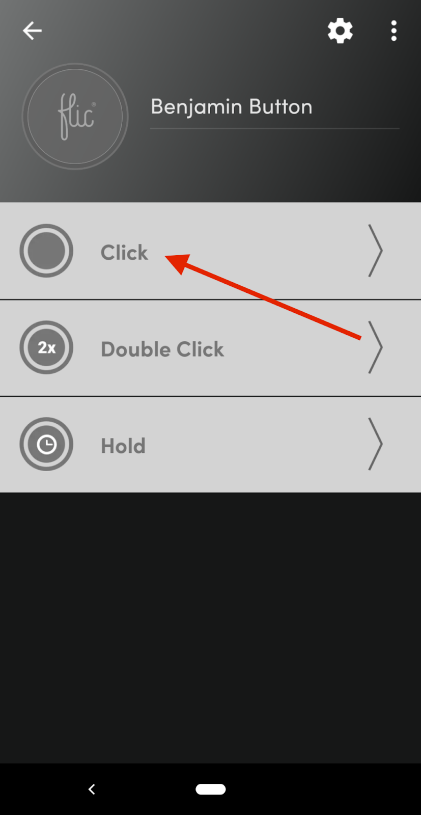 Buttons actions list in the Flic button app