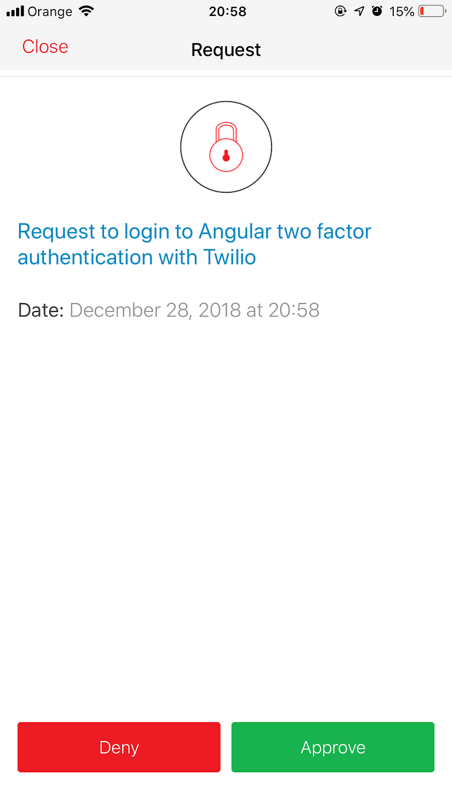 Demonstration of Authy login request with Deny & Approve