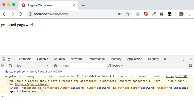 Protected page in Angular