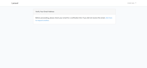Captura de pantalla de Laravel con información de 'verificar correo electrónico'.