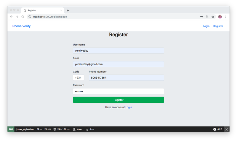 page de sign up Sympfony