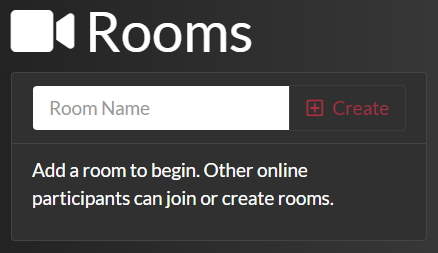 video chat Rooms list before adding a room