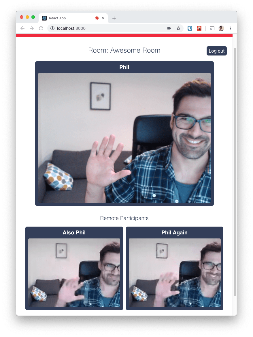 Success! You should now see yourself in a video chat with yourself.