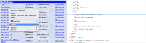 inspection du code à l'aide des outils de développement du navigateur