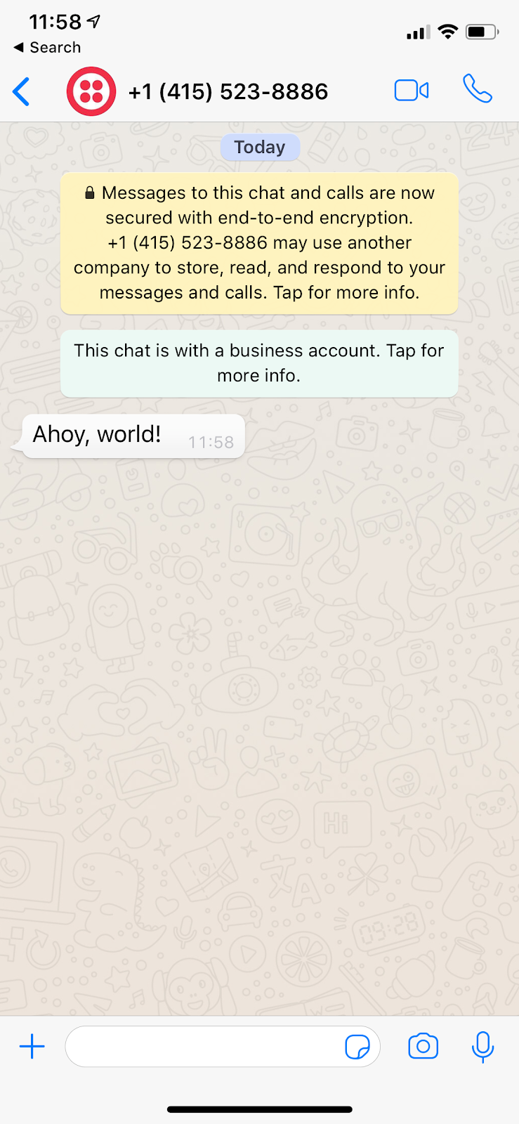 Screenshot der geöffneten Nachricht in WhatsApp