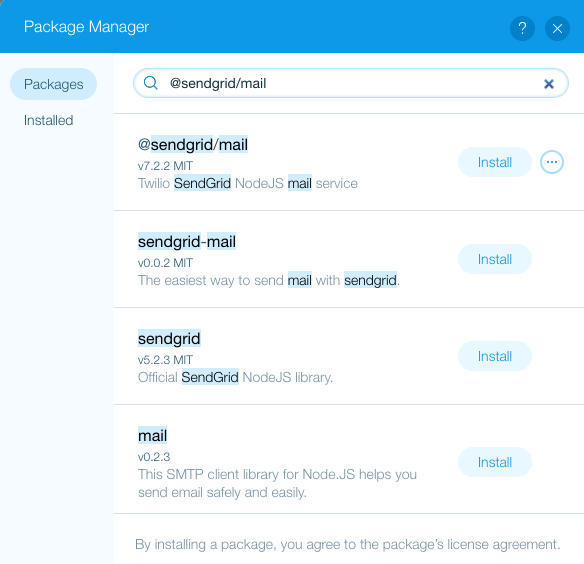 Package Manager form